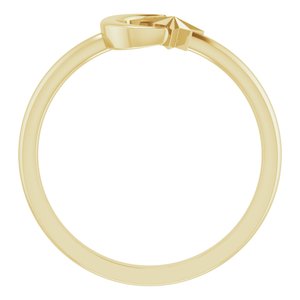 14K Yellow Gold Polished Star And Crescent Moon Negative Space Ring Size 7