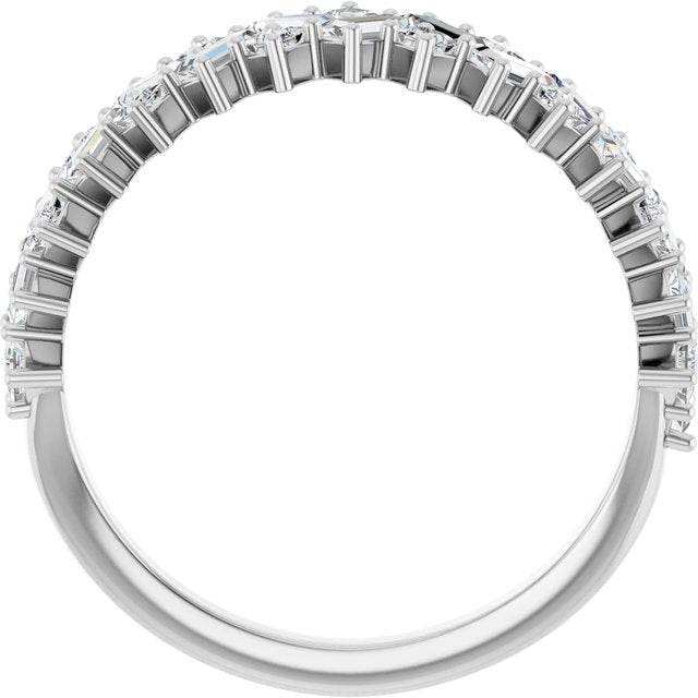 14K White Gold Round Polished 9/10 Ctw Natural Diamond Anniversary Band, Size 7