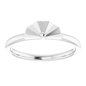 14K White Gold Polished Starburst Stackable Ring Size 7