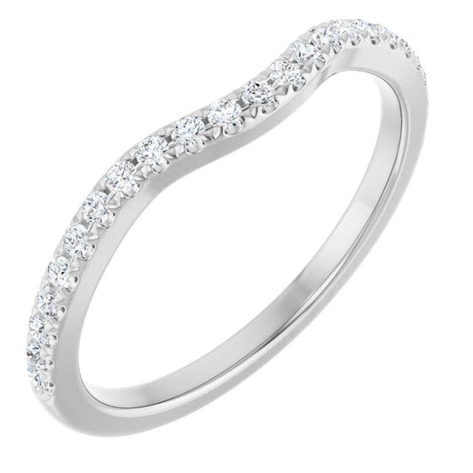 14K White Gold Or Platinum Round 1.3 Mm Polished 1/5 Ctw Natural Diamond Contour Band, Size 7