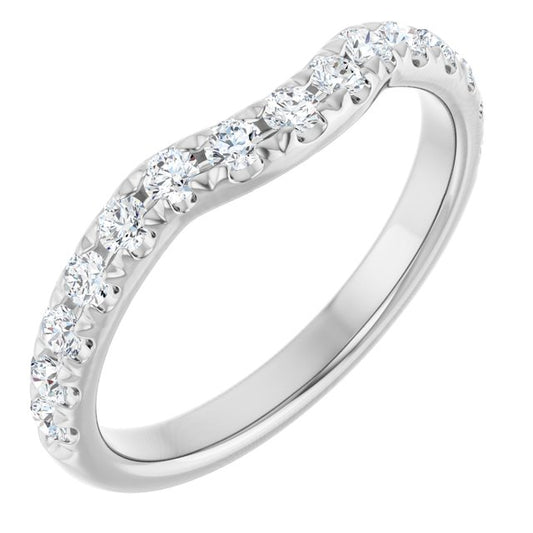 14K White Or Yellow Gold Round 2 Mm Polished 3/8 Ctw Natural Diamond Contour Band, Size 7
