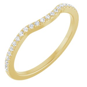14K Yellow Gold Round 1.1 Mm Polished 1/8 Ctw Natural Diamond Contour Band Size 7