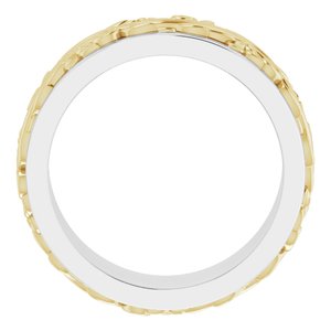 10K Or 14K Or 18K Yellow Or White Gold Or Sterling Silver 7 mm Floral Inlay Flat Band