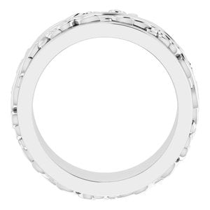 10K Yellow Or White Or Rose Gold Floral Inlay Flat Band