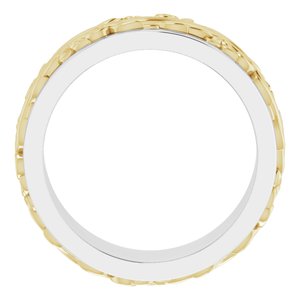 10K Or 14K Or 18K Yellow Or White Gold Or Sterling Silver 7 mm Floral Inlay Flat Band