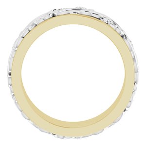10K Or 14K Or 18K Yellow Or White Gold Or Sterling Silver 7 mm Floral Inlay Flat Band