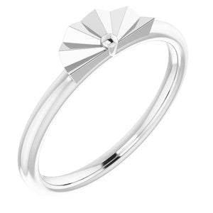 14K White Gold Polished Starburst Stackable Ring Size 7