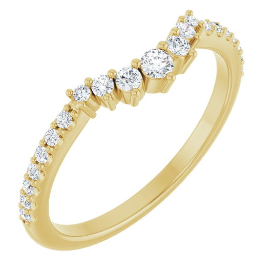 14K Yellow Or White Or Rose Gold Round Polished Lab-Grown Diamond Contour Band
