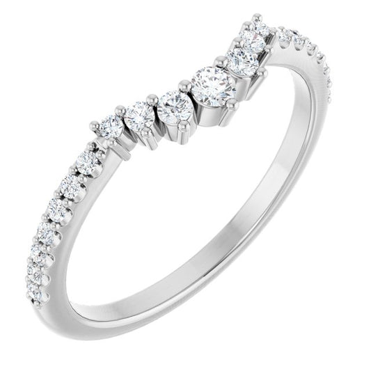 14K Yellow Or White Or Rose Gold Or Platinum Round Polished Natural Diamond Contour Band