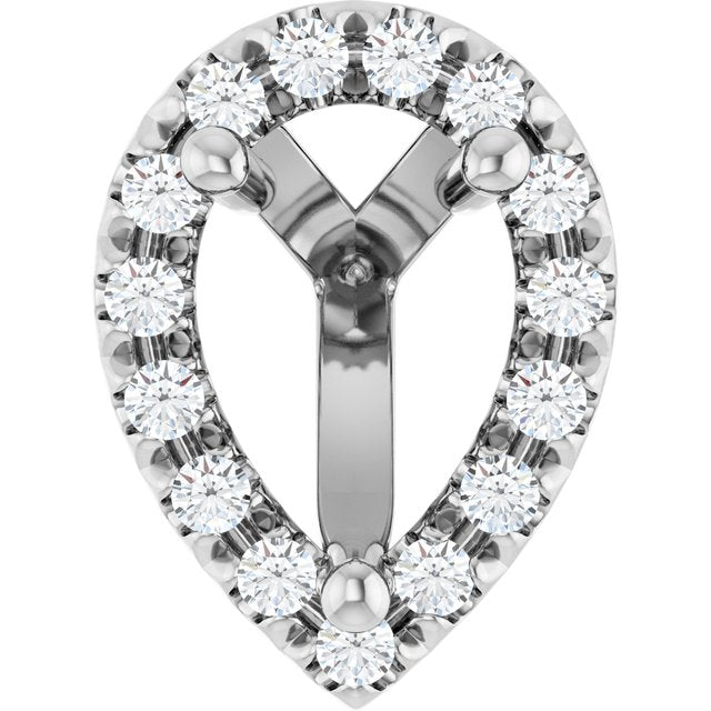 Platinum Pear 3-Prong 9 X 6Mm Si1-Si2, G-H Polished 1/5 Ctw Lab-Grown Diamond Semi-Set French-Set Halo-Style Peg Setting
