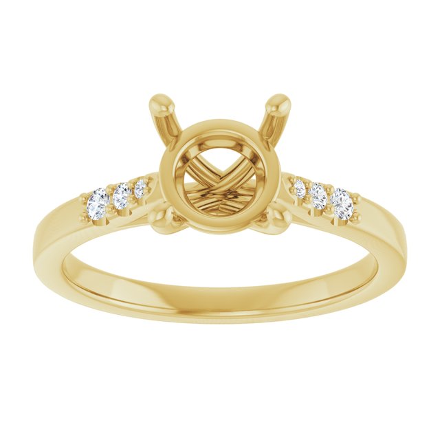 14K White Or Yellow Gold Round 7.4 Mm Polished .07 Ctw Lab-Grown Diamond Semi-Set Engagement Ring, Size 7