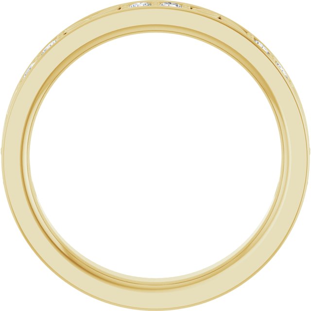 14K Yellow Gold Round 2 Mm Polished 1/3 Ctw Natural Diamond Leaf Deisgn Anniversary Band, Size 7