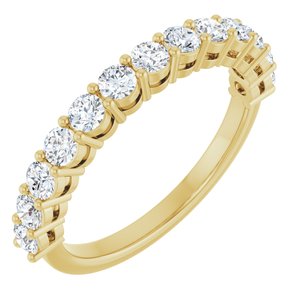 14K Yellow Gold Round 2.5 Mm Polished 3/4 Ctw Natural Diamond Anniversary Band Size 7