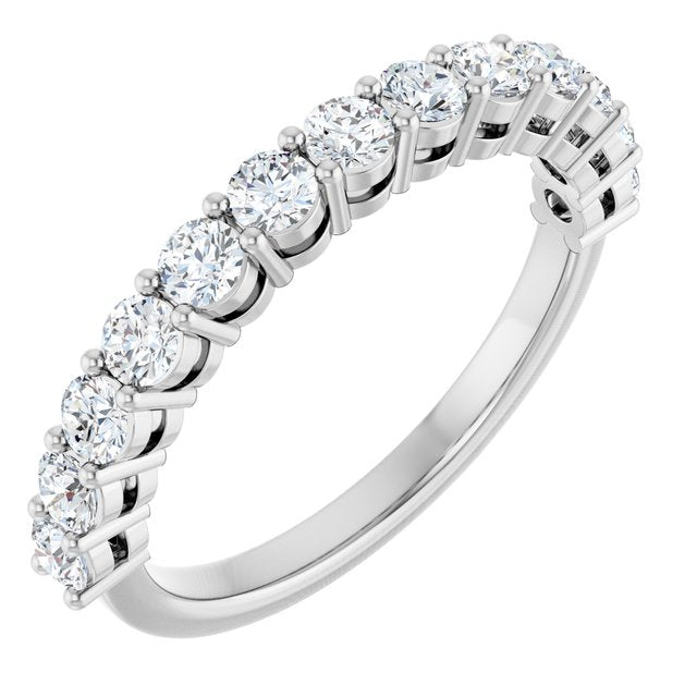14K White Gold Round 2.5 Mm Polished 3/4 Ctw Lab-Grown Diamond Anniversary Band, Size 7