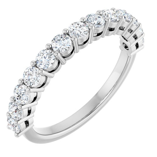 14K White Gold Round 2.5 Mm Polished 3/4 Ctw Lab-Grown Diamond Anniversary Band, Size 7