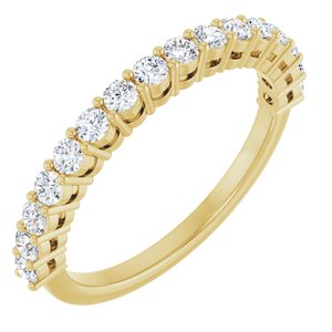 14K Yellow Gold Round 2 Mm Polished 1/2 Ctw Lab-Grown Diamond Anniversary Band Size 7