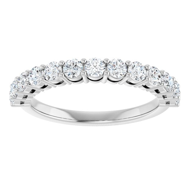 14K White Gold Round 2.5 Mm Polished 3/4 Ctw Lab-Grown Diamond Anniversary Band, Size 7