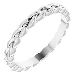 14K Yellow Or White Or Rose Gold Or Sterling Silver Or Platinum 2 mm Woven-Design Band