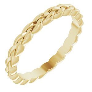 14K Yellow Or White Or Rose Gold Or Sterling Silver Or Platinum 2 mm Woven-Design Band
