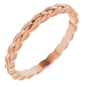 14K Yellow Or White Or Rose Gold Or Sterling Silver Or Platinum 2 mm Woven-Design Band