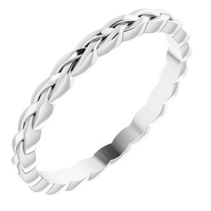 14K Yellow Or White Or Rose Gold Or Sterling Silver Or Platinum 2 mm Woven-Design Band