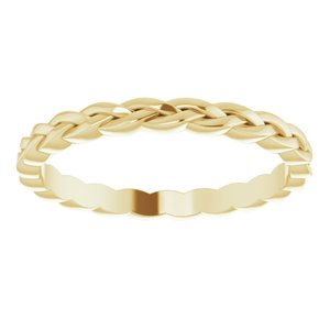 14K Yellow Or White Or Rose Gold Or Sterling Silver Or Platinum 2 mm Woven-Design Band