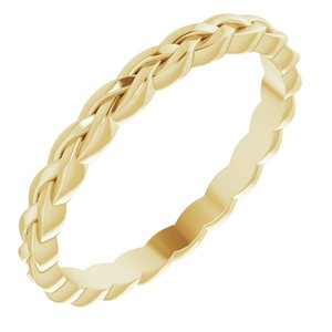 14K Yellow Or White Or Rose Gold Or Sterling Silver Or Platinum 2 mm Woven-Design Band