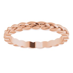 14K Yellow Or White Or Rose Gold Or Sterling Silver Or Platinum 2 mm Woven-Design Band
