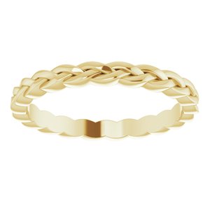 14K Yellow Or White Or Rose Gold Or Sterling Silver Or Platinum 2 mm Woven-Design Band