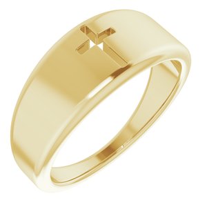 14K Yellow Gold Polished Pierced Cross Ring Size 7