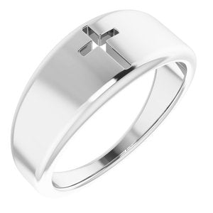 Sterling Silver Polished Pierced Cross Ring Size 7