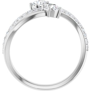 14K White Gold Lab-Grown Diamond Round 4.1 Mm Lab-Grown Diamond Polished 3/4 Ctw Lab-Grown Diamond 2-Stone Ring Size 7