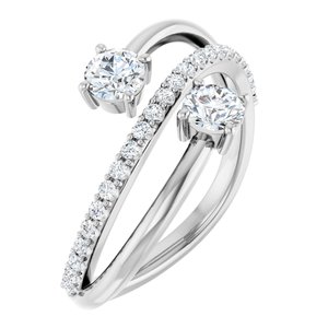 14K White Gold Lab-Grown Diamond Round 4.1 Mm Lab-Grown Diamond Polished 3/4 Ctw Lab-Grown Diamond 2-Stone Ring Size 7