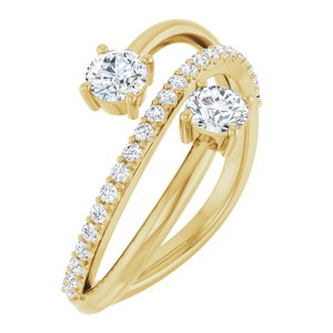 14K Yellow Gold Lab-Grown Diamond Round 4.1 Mm Lab-Grown Diamond Polished 3/4 Ctw Lab-Grown Diamond 2-Stone Ring Size 7