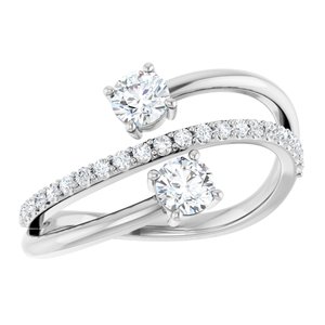 14K White Gold Lab-Grown Diamond Round 4.1 Mm Lab-Grown Diamond Polished 3/4 Ctw Lab-Grown Diamond 2-Stone Ring Size 7