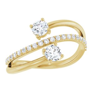 14K Yellow Gold Lab-Grown Diamond Round 4.1 Mm Lab-Grown Diamond Polished 3/4 Ctw Lab-Grown Diamond 2-Stone Ring Size 7