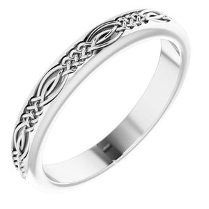 14K White Gold Celtic-Inspired Band Size 7