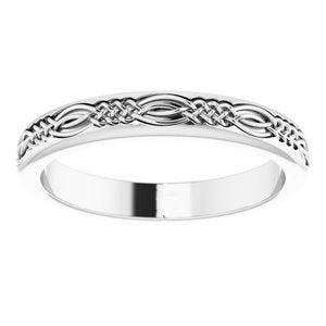 14K White Gold Celtic-Inspired Band Size 7