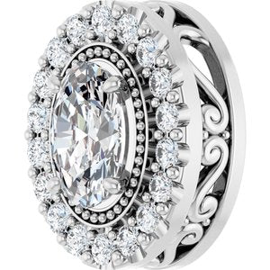 14K White Gold Oval 6.2 X 4.3Mm Gh Si1-Si2 5/8 Ctw Lab-Grown Diamond Pendant