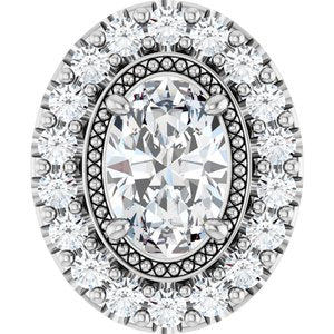 14K White Gold Oval 6.2 X 4.3Mm Gh Si1-Si2 5/8 Ctw Lab-Grown Diamond Pendant