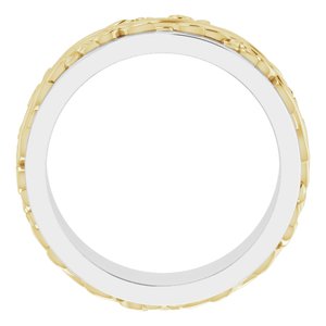 10K Or 14K Or 18K Yellow Or White Gold Or Sterling Silver 7 mm Floral Inlay Flat Band
