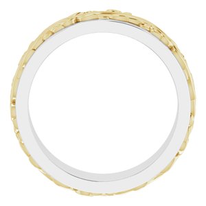 10K Or 14K Or 18K Yellow Or White Gold Or Sterling Silver 7 mm Floral Inlay Flat Band