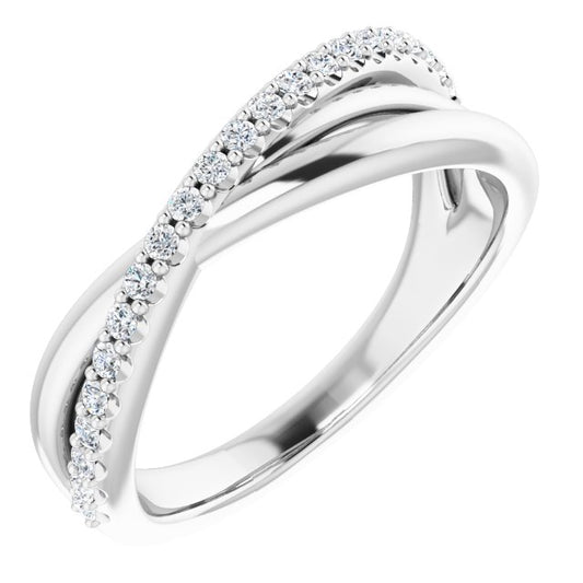 14K White Or Yellow Or Rose Gold Round 1.3 Mm Polished 1/5 Ctw Natural Diamond Criss-Cross Ring, Size 7