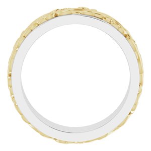 10K Or 14K Or 18K Yellow Or White Gold Or Sterling Silver 7 mm Floral Inlay Flat Band