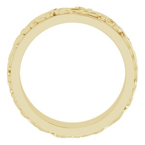 10K Yellow Or White Or Rose Gold Floral Inlay Flat Band