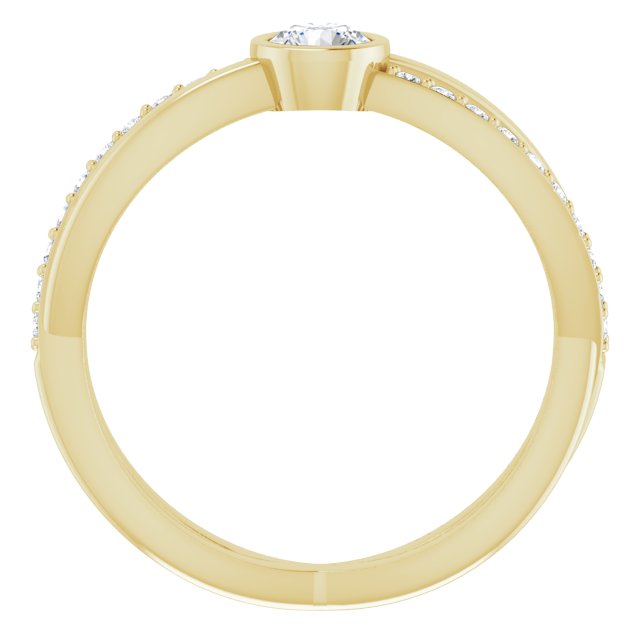 14K Yellow Gold Round 4.1 Mm Polished 3/8 Ctw Natural Diamond Criss-Cross Ring, Size 7