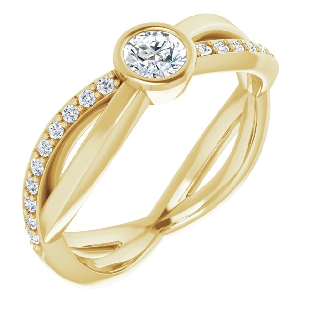 14K Yellow Gold Round 4.1 Mm Polished 3/8 Ctw Natural Diamond Criss-Cross Ring, Size 7