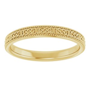 14K Yellow Gold 3 Mm Polished Celtic-Inspired Milgrain Band Size 7