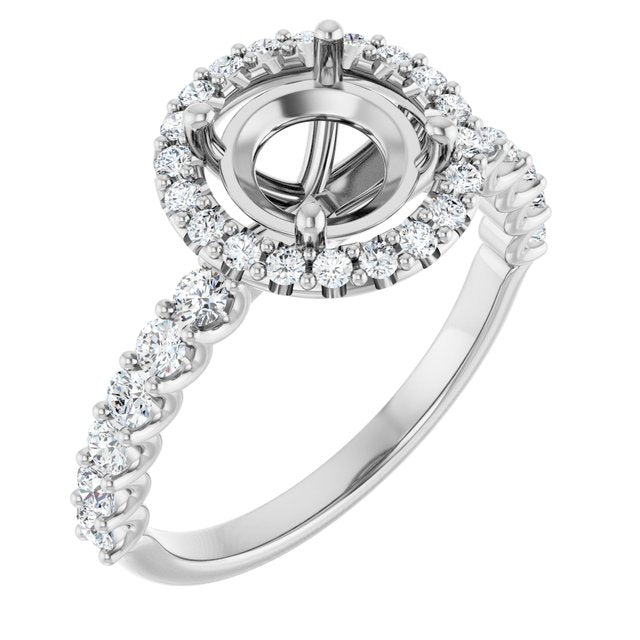 14K White Or Yellow Gold Round 7.4 Mm Polished 1/2 Ctw Lab-Grown Diamond Semi-Set Engagement Ring, Size 7