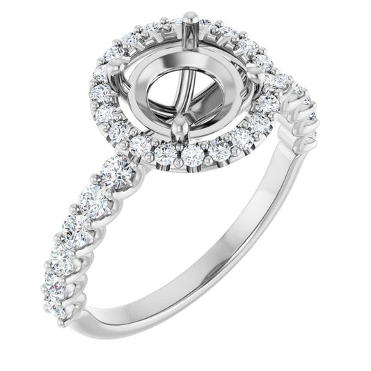 14K White Or Yellow Gold Round 7.4 Mm Polished 1/2 Ctw Lab-Grown Diamond Semi-Set Engagement Ring, Size 7